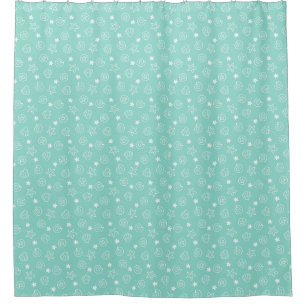 Seashells and Starfish Teal Pattern Shower Curtain