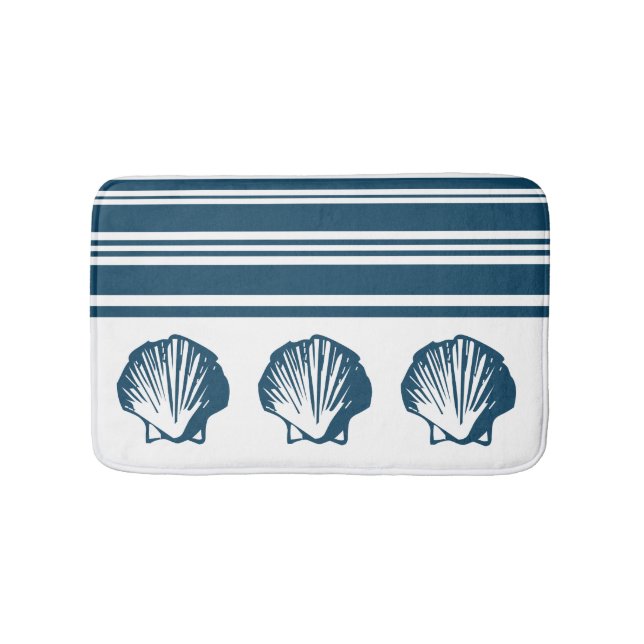 Seashells and stripes bath mat (Front)