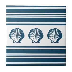 Seashells and stripes ceramic tile