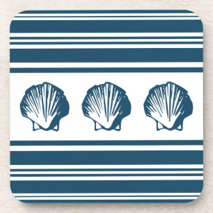 Seashells and stripes coaster