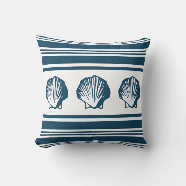 Seashells and stripes cushion (Front)