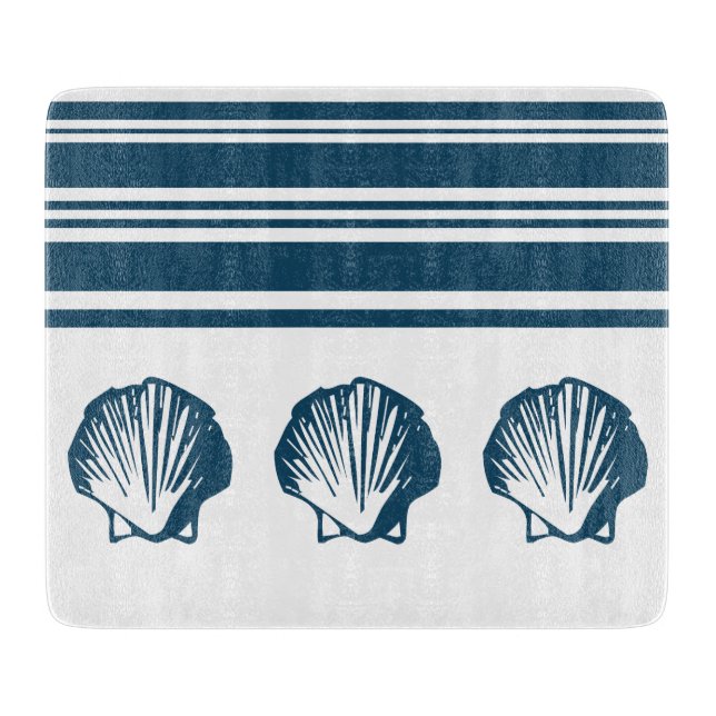 Seashells and stripes cutting board (Front)