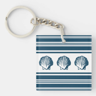 Seashells and stripes key ring
