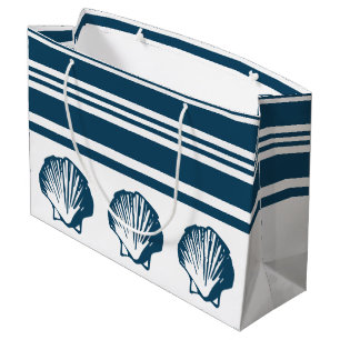 Seashells and stripes large gift bag
