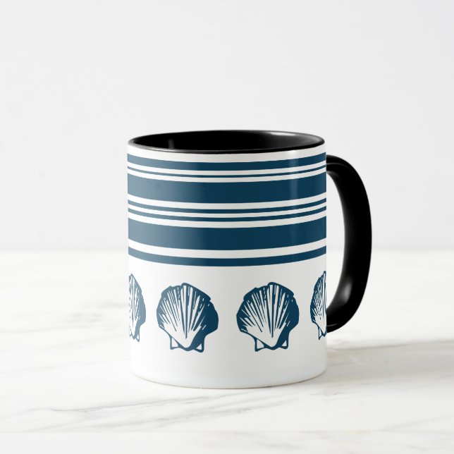 Seashells and stripes mug (Front Right)