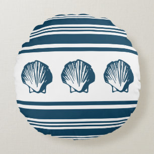 Seashells and stripes round cushion