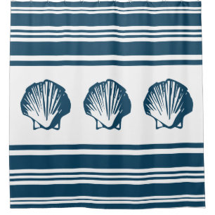 Seashells and stripes shower curtain