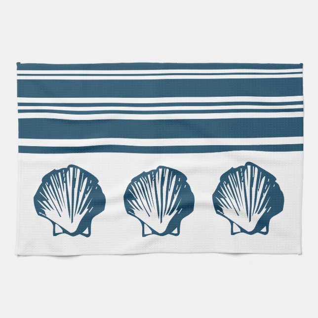 Seashells and stripes tea towel (Horizontal)