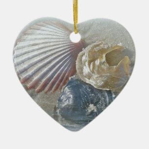 Seashells and Surf Ceramic Ornament