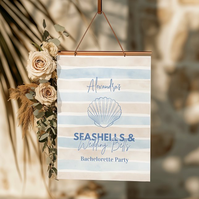 Seashells and Wedding Bells Bachelorette Hanging Tapestry (Creator Uploaded)