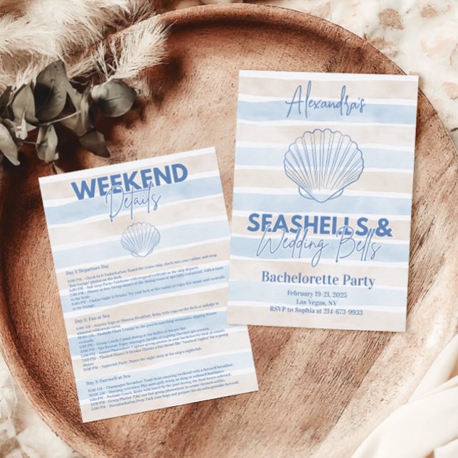 Seashells and Wedding Bells Bachelorette Invitation (Creator Uploaded)