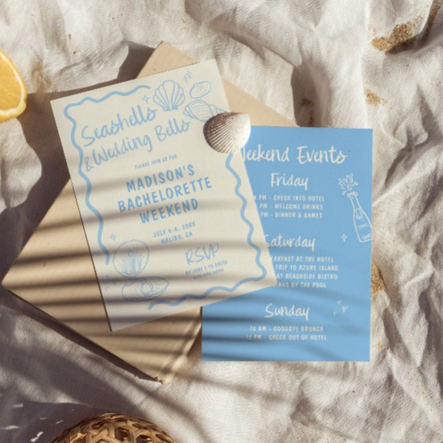 Seashells and Wedding Bells Bachelorette Invitation (Creator Uploaded)
