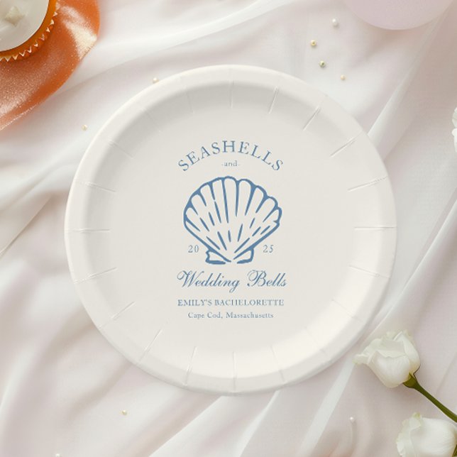 Seashells and Wedding Bells Bachelorette Party Paper Plate (Creator Uploaded)