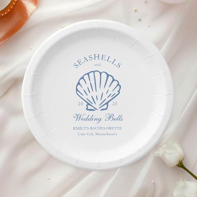 Seashells and Wedding Bells Bachelorette Party Paper Plate (Creator Uploaded)