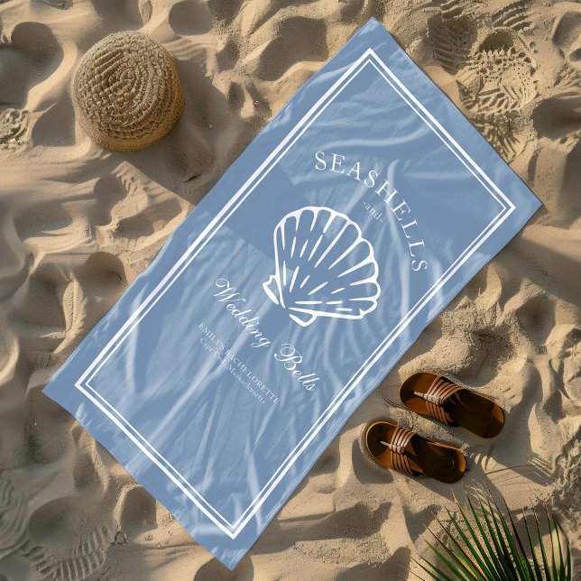 Seashells and Wedding Bells Bachelorette Weekend Beach Towel (Creator Uploaded)