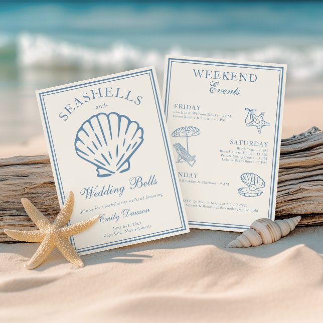 Seashells and Wedding Bells Bachelorette Weekend Invitation (Creator Uploaded)