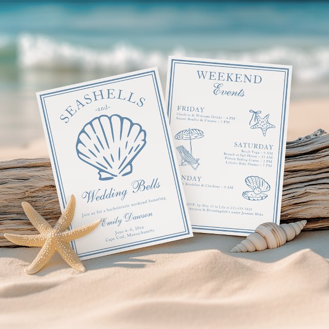 Seashells and Wedding Bells Bachelorette Weekend Invitation (Creator Uploaded)