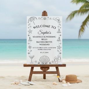 Seashells and Wedding Bells Beach Bachelorette  Acrylic Sign