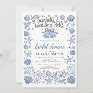 Seashells and Wedding Bells Beach Bridal Shower Invitation