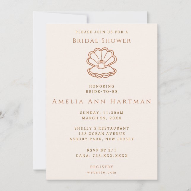 Seashells and Wedding Bells Bridal Invitation (Front)