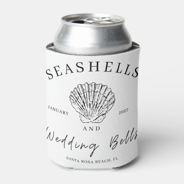 Seashells and wedding bells can cooler (Can Front)