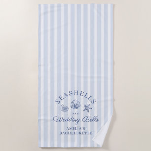 Seashells And Wedding Bells Coastal Bachelorette Beach Towel