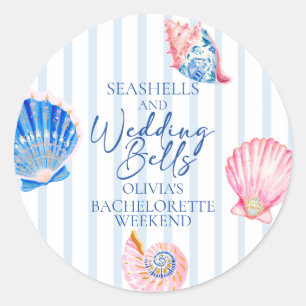 Seashells and Wedding Bells Coastal Bachelorette Classic Round Sticker