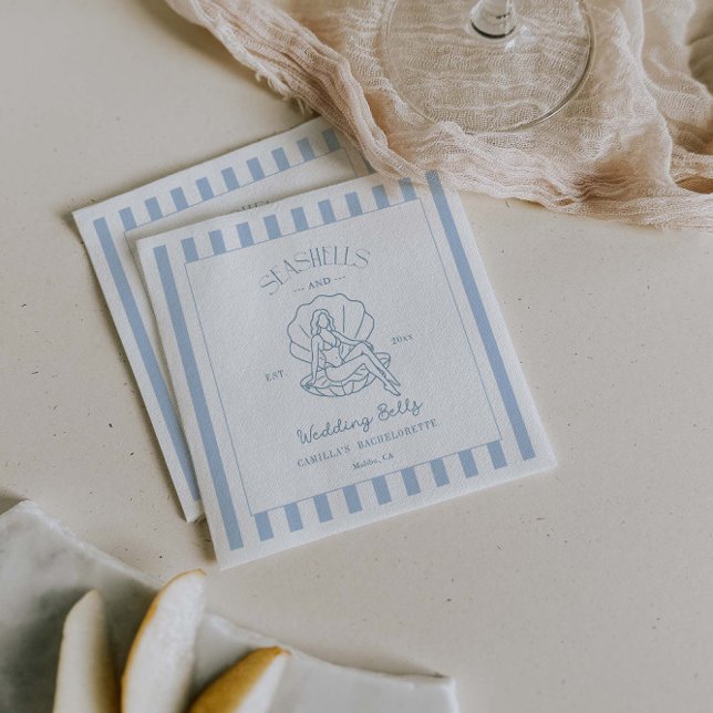 Seashells And Wedding Bells Coastal Bachelorette  Napkin (Creator Uploaded)