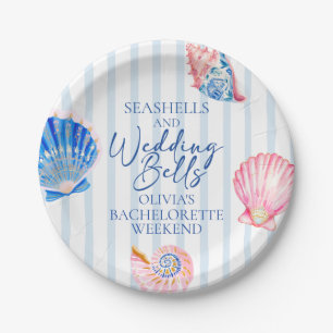 Seashells and Wedding Bells Coastal Bachelorette Paper Plate
