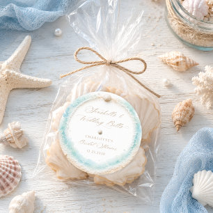 Seashells and Wedding Bells Coastal Bridal Shower Classic Round Sticker