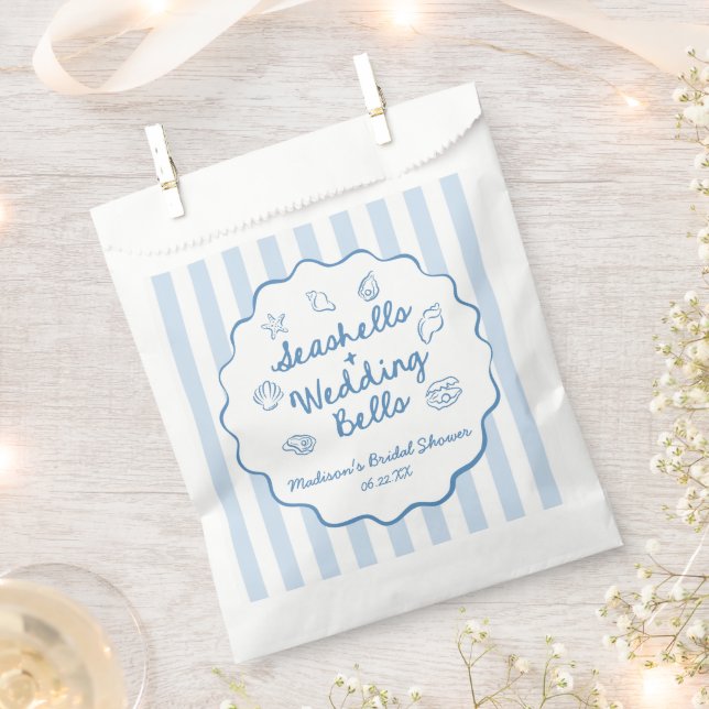 Seashells and Wedding Bells Coastal Bridal Shower Favour Bag (Clipped)