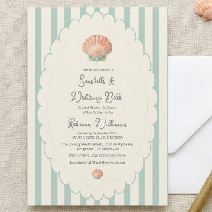 Seashells and Wedding Bells Coastal Bridal Shower  Invitation