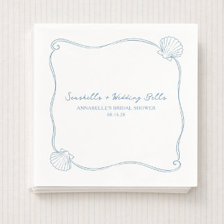 Seashells and Wedding Bells Coastal Bridal Shower Napkin