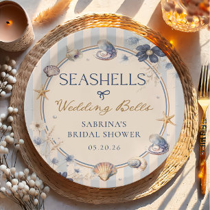 Seashells and Wedding Bells Coastal Bridal Shower Paper Plate