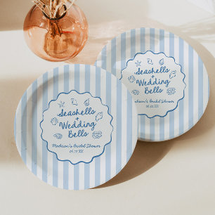 Seashells and Wedding Bells Coastal Bridal Shower Paper Plate
