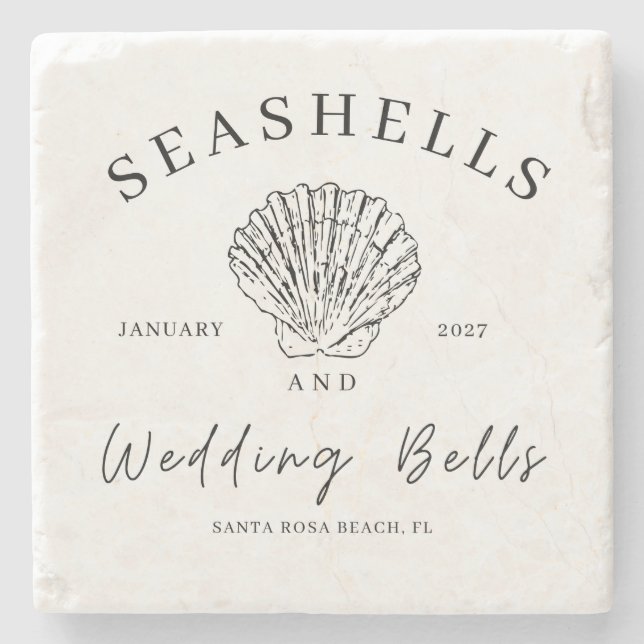 Seashells and wedding bells coaster (Front)