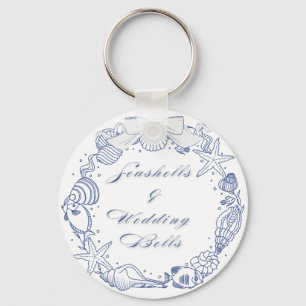 Seashells and Wedding Bells Design Coastal Key Ring