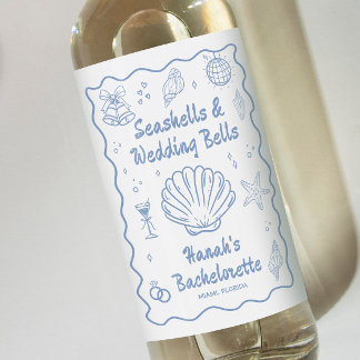 Seashells Bachelorette Party Wine Label