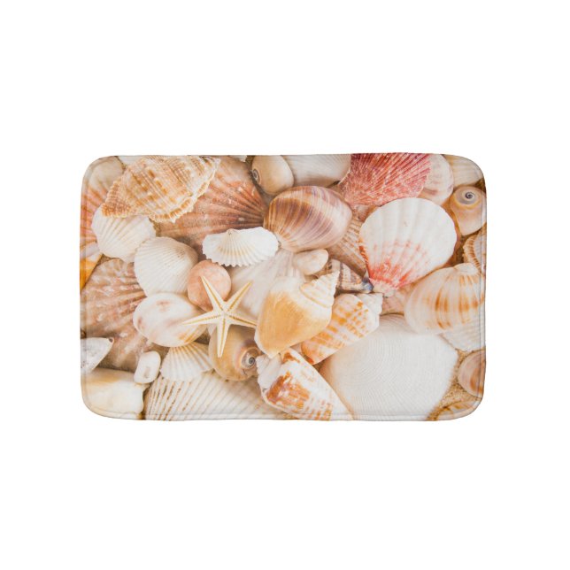 Seashells background: marine theme. bath mat (Front)