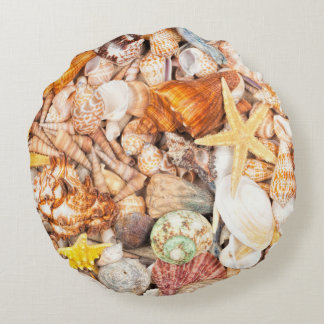 Seashells Background Round Cushion