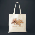 Seashells Beach Destination Wedding Personalised Tote Bag<br><div class="desc">This beautiful simple artsy chic bride's wedding gift/beach wedding favour gift is custom printed with a cluster of seashells design with couple's names and wedding date/place of your choosing. Personalise it with couple's names or bridesmaid, maid-of-honour... ... or customise it further if you like to change the font, size &...</div>