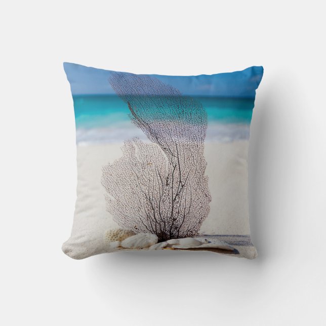 Seashells Beach Ocean Nautical Throw Pillows (Front)