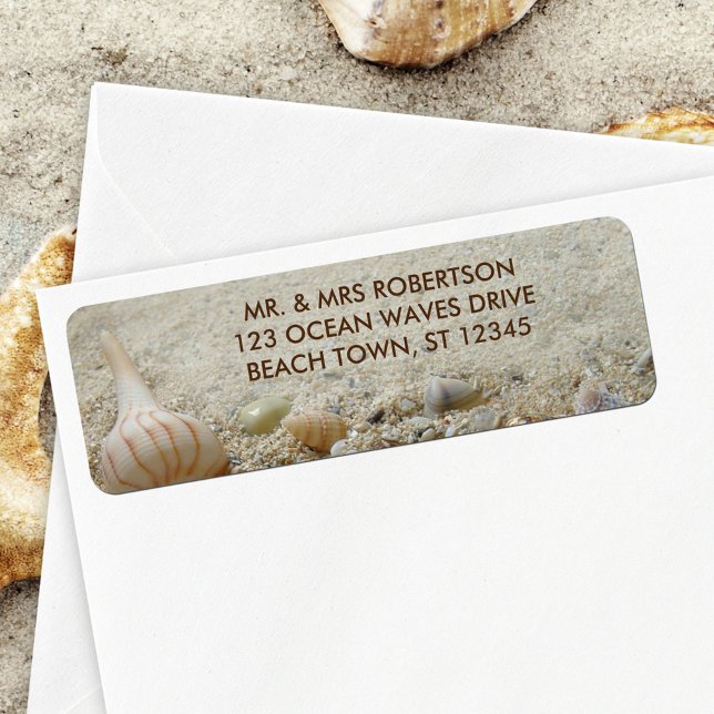 Seashells Beach Sand Coastal Return Address Label (Creator Uploaded)