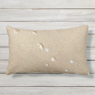Seashells & Beach Sand Outdoor Pillow