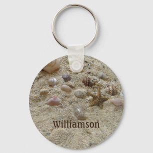 Seashells Beach Sand Personalised Coastal Key Ring