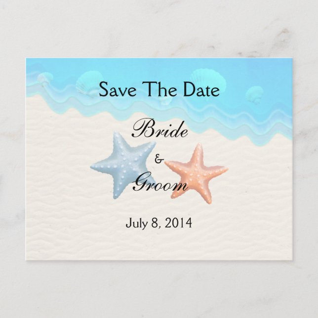 Seashells Beach Save The Date Announcement Postcard (Front)