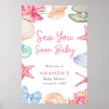 Seashells Beach Sea you soon Baby Shower