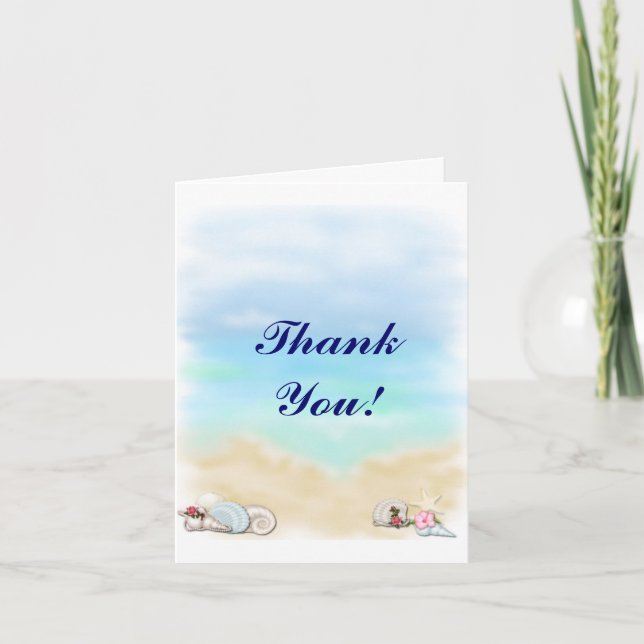 Seashells Beach wedding Thank You notecards (Front)