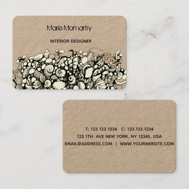 Seashells Black and white Business Card (Front/Back)