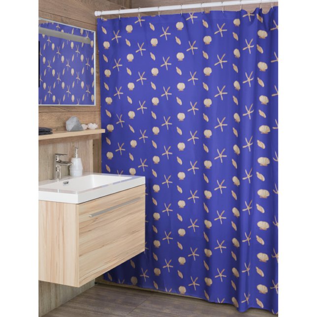 Seashells Blue Shower Curtain (Creator Uploaded)